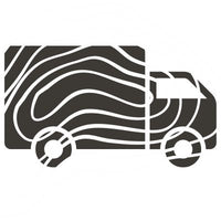 Stylized truck icon with wavy line pattern design.